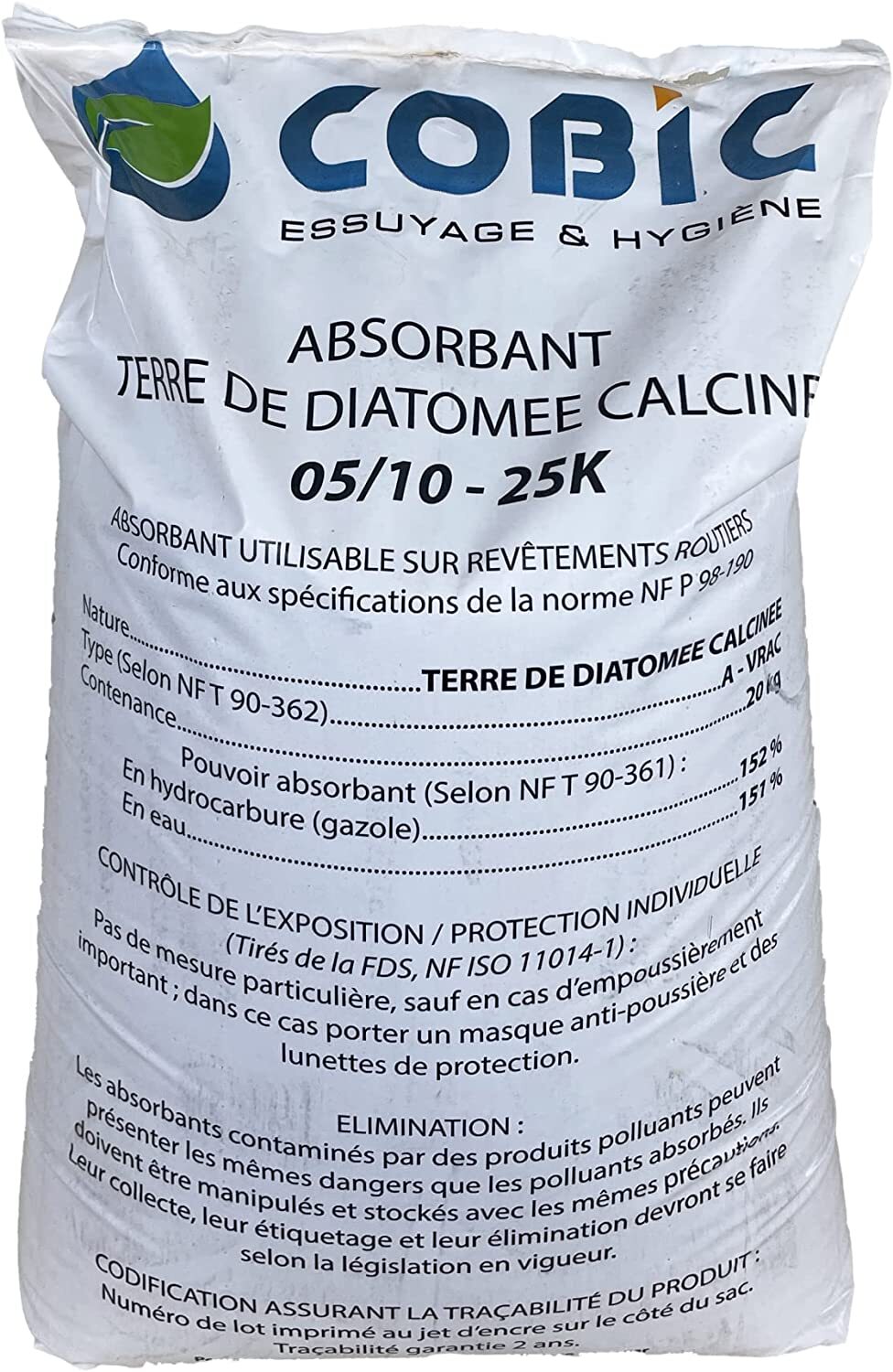 Terre de diatomée anti humidité et odeurs sac 40L pour litières et caves saines