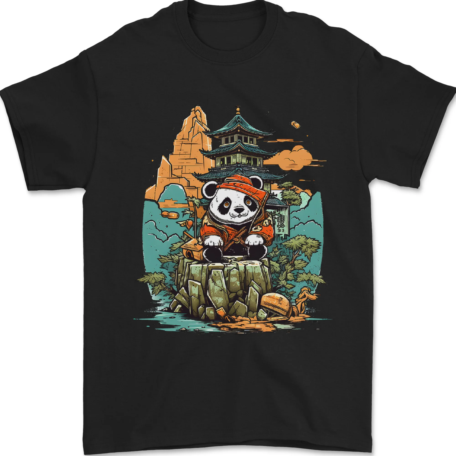 A Cute Panda Bear Mens T-Shirt 100% Cotton