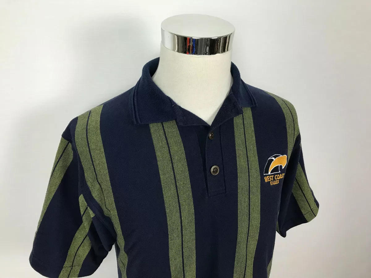 Vintage West Coast Eagles Mens AFL Footy Guernsey Polo Shirt T Shirt Tee Size M