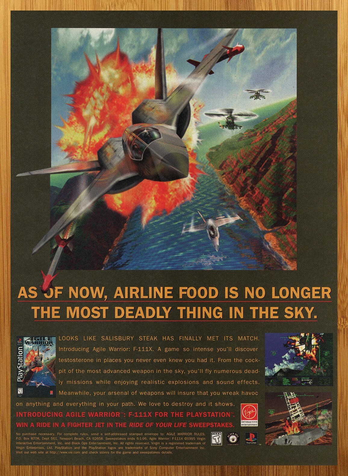 1996 Agile Warrior F-111X PS1 Vintage Print Ad/Poster Retro Video Game Art 90s