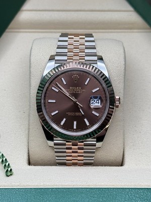 Rolex Datejust NEW 2026 Chocolate Index Dial Two Tone Rose Gold Fluted Jubilee