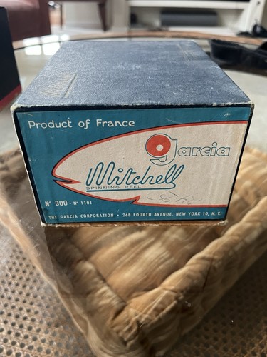 Vintage 1958 Garcia Mitchell 300 Spinning Reel France Original Box Ext