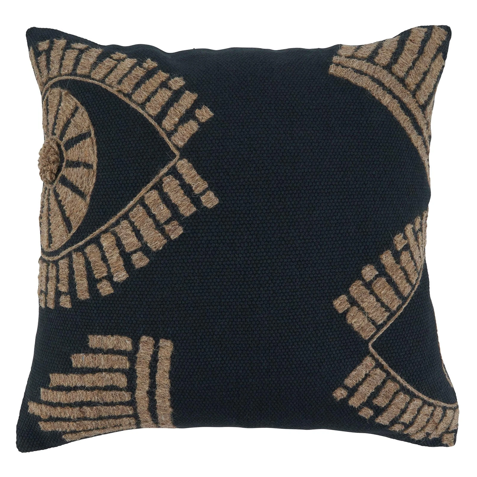 Dinah Collection Eye Embroidered Pillow Cover, 20", Black