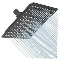 Rain Shower Head, 8" Square Rainfall  High Pressure Stainless 8 Inch Black