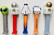 SPACE MISSION - PEZ Dispensers - Silver/Gold Astronaut-Rover-Shuttle  New Alien