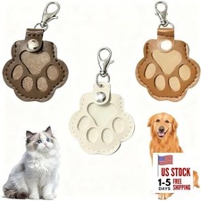 Pcs Pet Paw Shaped Leather Keychain, Pet Hair Memorial Keyring,Fur Collection 3