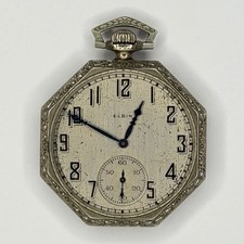 Vintage Elgin Grade 345 Pocket Watch 17j 12s Octagonal - FOR PARTS/REPAIR