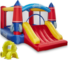 Inflatable Bounce House and Blower, Rocket Theme Bouncer for Kids with Slide, In