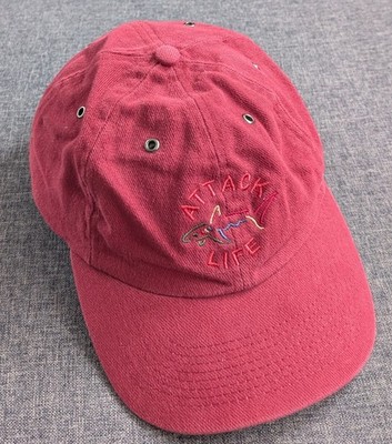 Vintage Greg Norman Attack Life Hat Red Shark Logo Golf Cap Strapback Adjustable