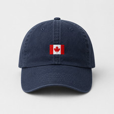 Canada Flag Washed Hat, Vintage Canadian Flag Embroidered Adjustable Cap