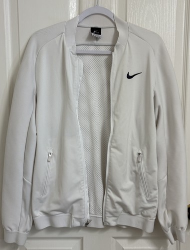 Nike Dri Fit Track Jacket Men’s Size XS White Mesh Lined Full Zip Pockets - Picture 3 of 7