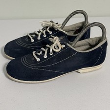 VINTAGE Endicott Johnson SLIDERS Women  s Blue Suede Bowling Shoes Size 7.5