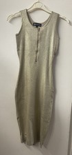 Metallic Mini Dress Stretch,Bodycon, Sleeveless, Zip closure, Size S, Gold, New,
