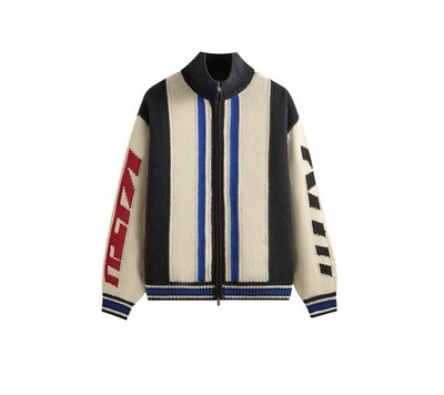 Kith Color-Blocked Moto Full Zip Wyona Sweater Sandrift Brand New