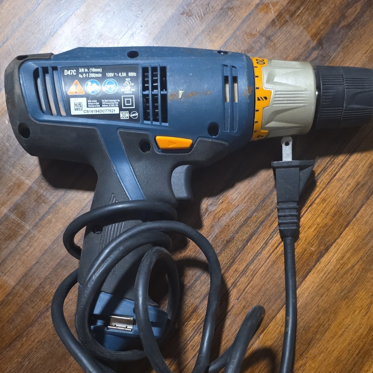 Ryobi D47C Corded Electric Drill/Driver 3/8 in Keyed Chuck Blue