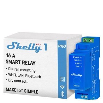 Shelly Pro 1 | Wi-Fi & LAN, 1-Channel Smart Relay Switch | Home Black 