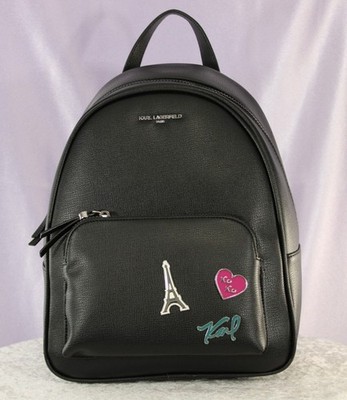 Karl Lagerfeld Paris Khloe Black Backpack Logo Straps Eiffel  display picture 1