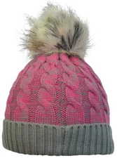 Womens Girls Winter Faux Fur Hat Large Raccoon Fur Pom Pom Beanie Hats Stretch