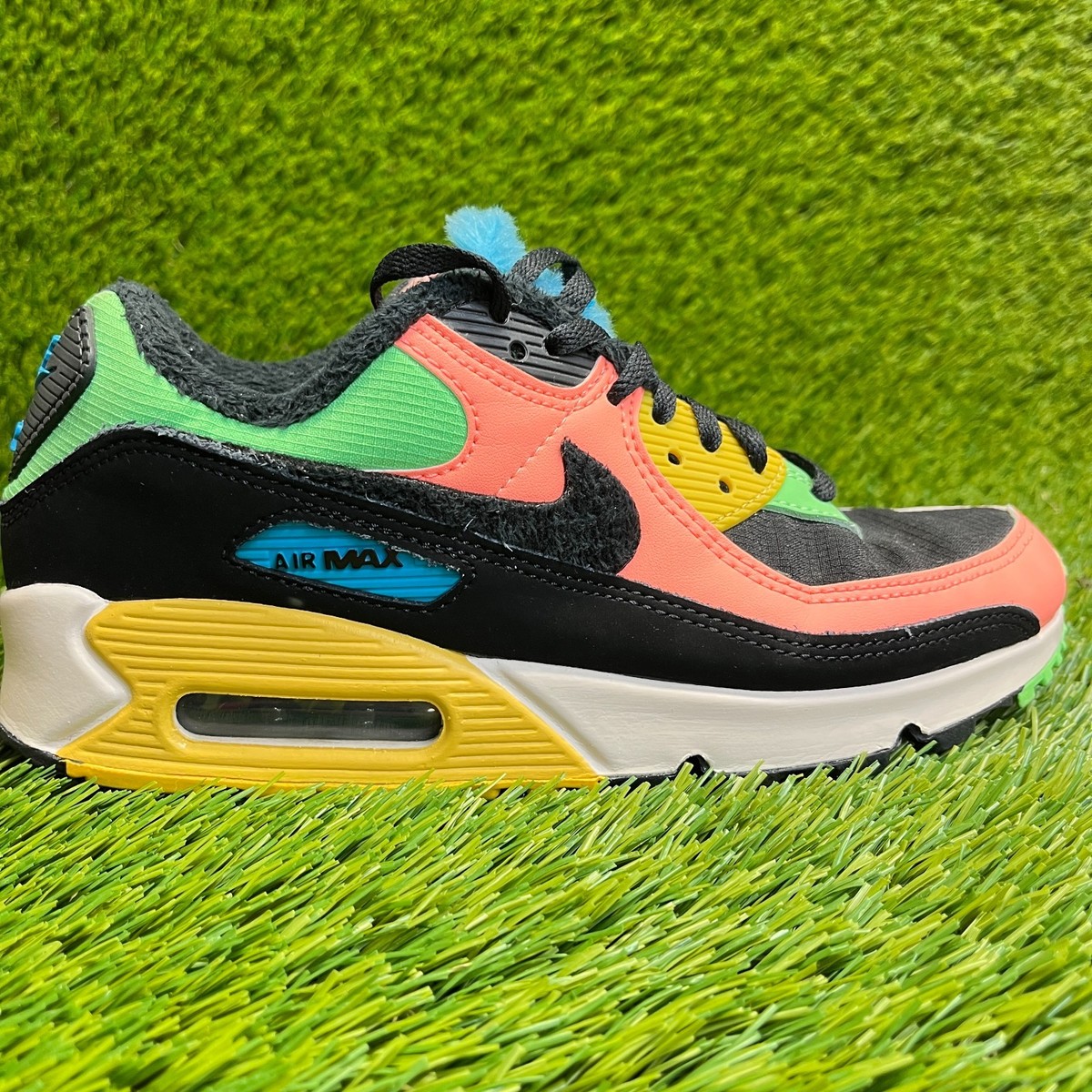 Nike Air Max 90 Womens Size Black Pink Green Athletic Running