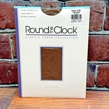 Round The Clock Control Top Pantyhose Size D Bare Beige#470  Vintage 1990