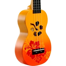 Mahalo Habiscus Flower Soprano Ukulele Orange