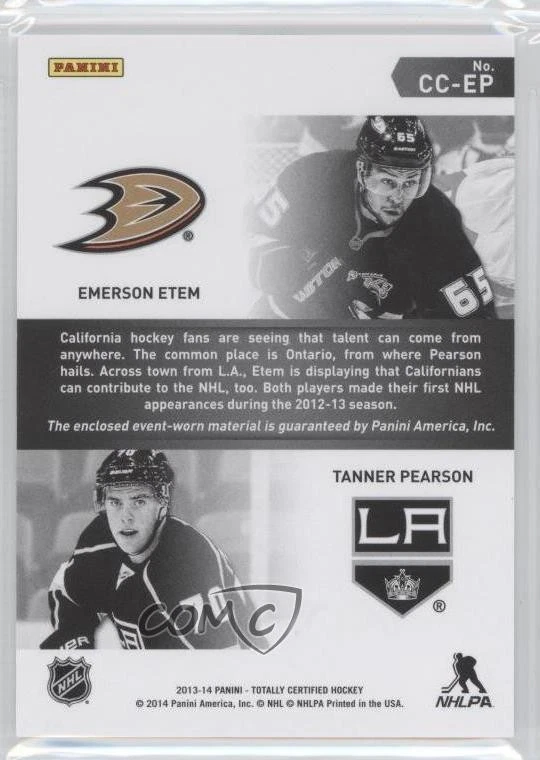 2013-14 Totally Certified Red Emerson Etem Tanner Pearson #CC-EP Rookie RC - Image 2 of 2