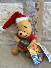 EE Mini Winnie The Pooh 5" Christmas Plush Santa Hat Present Disney Applause