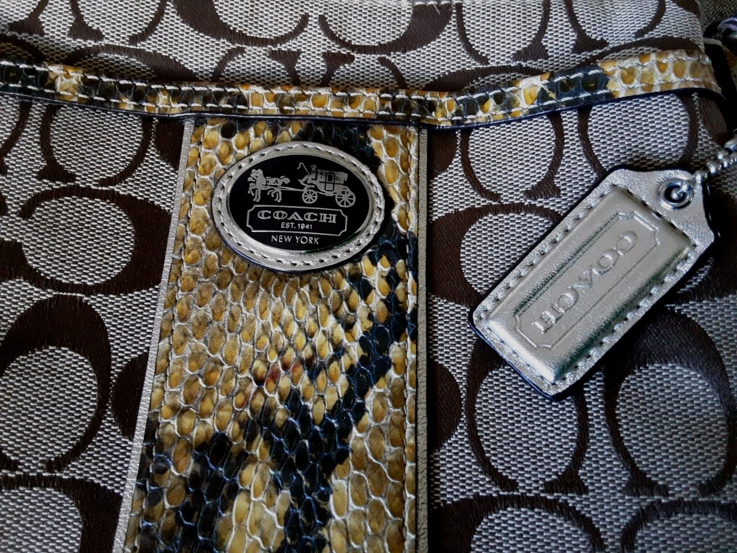 COACH-Sutton-Signature Crossbody-Python Trim-Gold… - image 5