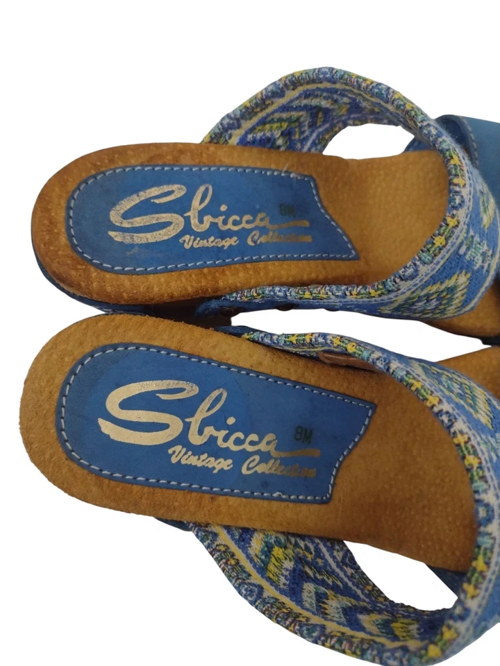 Sandalias Tacones Sbicca Colección Vintage Cuero Tachonado Plataforma 8 Italia Boho Foto 2 de 4