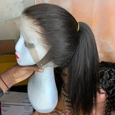 Women s 360 Full Lace Yaki Straight Human Hair Wig