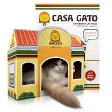 Cardboard Cat House with Scratcher for Indoor Cats   Mexican Fast Food Theme ...