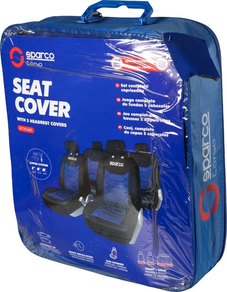 Set completo SPC1016 coprisedili per auto universali nero/blu nido d'ape SPARCO - Imagen 4 de 4