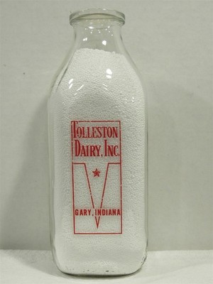 SSPQ Milk Bottle Tolleston Dairy Inc Farm Gary IN LAKE CO Only Glass Can Give 61