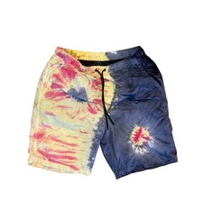 Empire men s swimming shorts, elastic waist, tie-dye primary color board large