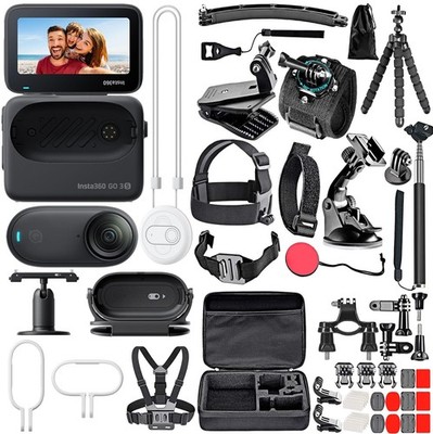 4K Action Camera Insta360 GO 3S 128GB Black Bundle w Mount & Accessories Better