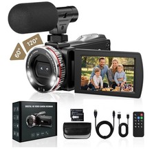 ZIMOCE 4K 60FPS Video Camera Camcorder with HDMI Cable, 48MP Vlogging Camera Mic