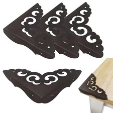 4 Pcs Vintage Black Metal Table Corner Guards, Antique Decorative Corner Prot...