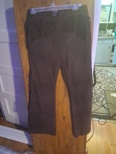 100 Genuine Suade Leather Cowgirl Pants Brown In Color With Fringes