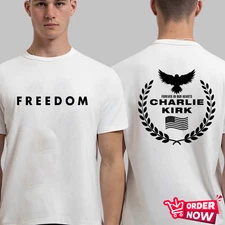 Charlie Kirk T-Shirt, Charlie Kirk Forever in Our Hearts USA Flag 2sided T-Shirt