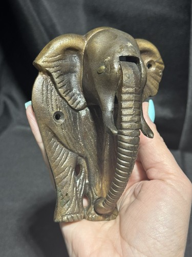 Cast Iron Safari Tusked Elephant Door Knocker Jungle Decor 5" x 4"