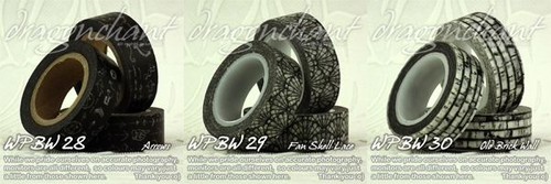 Paper Washi Masking Tape Adhesive Roll Decorative Card Craft Trim BLACK & WHITE - Picture 5 of 51