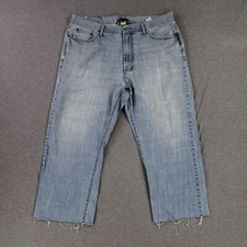 Vintage Lucky Brand 38x26 Blue Jeans Retro Distressed Destroyed Cut Off Raw Hem