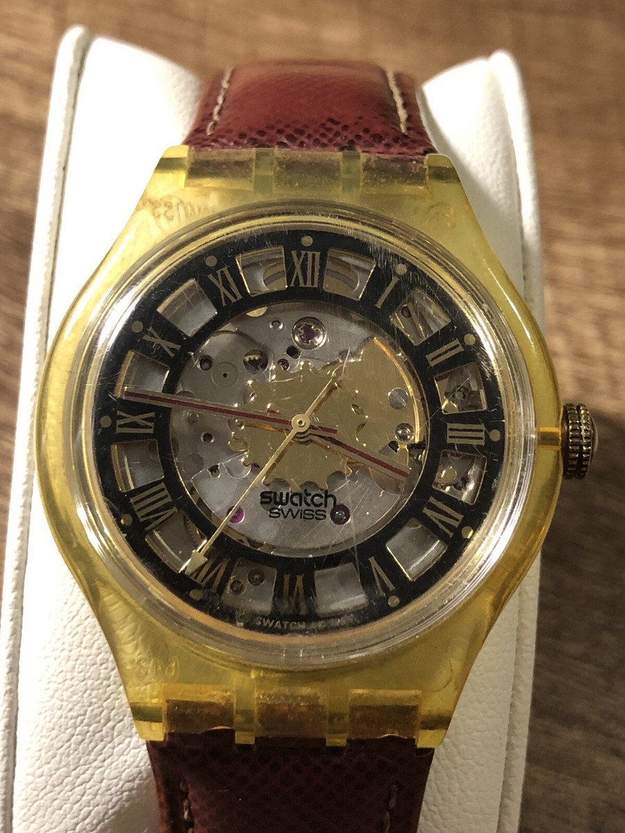 Rare Vintage Swiss Swatch Automatic Skeleton Watch AG 1995