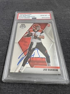 Joe Burrow 2020 Mosaic Signed On Card RC Rookie Card PSA GEM MT 10 Auto Grade