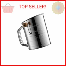 Bellemain 3 Cup Flour Sifter for Baking Fine Mesh Rotary Hand Crank with Loop Ag