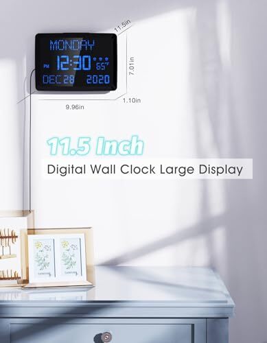 Digital Wall Clock, 11.5 Extra Large Display Calendar Alarm Day Clock with Date - Picture 9 of 9
