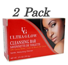 2 Ultra Glow Cleansing Bar with Cocoa Butter, 3.5 Oz Moisturizer Soap