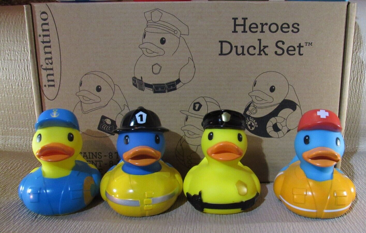 INFANTINO HERO RUBBER DUCKS COMPLETE SET OF 8 IN SEALED BOX | eBay