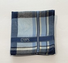 MAN HANDKERCHIEF COTTON ART POCKET SQUARE18" CLASSIC BABY BLUE VTG STRIPED CHECK