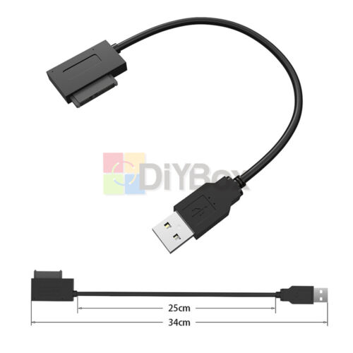 7+6 13Pin SATA Slimline to USB 2.0 Adapter Cable for Laptop CD DVD Rom Drive DIY - Picture 2 of 12